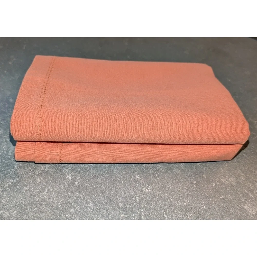 Terracotta Coral Hemstitch Cloth Napkins Set of 4 Cotton Linen 18.5